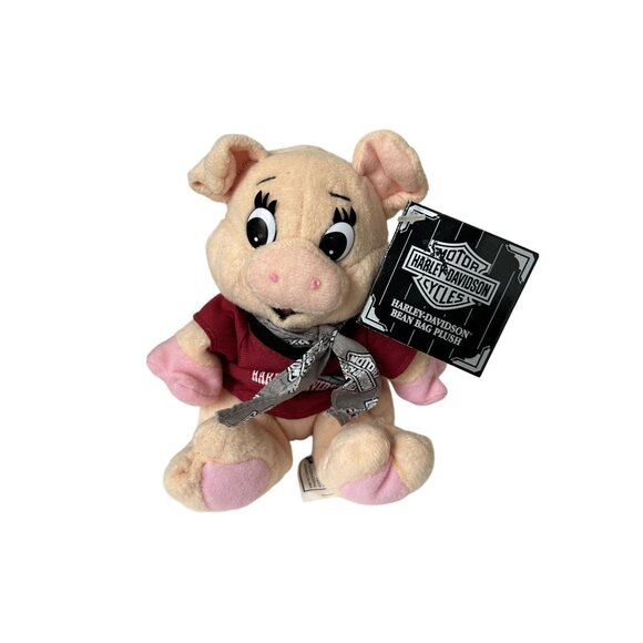 1997 Vintage Harley Davidson Bean Bag Plush Lot Of 3 - Pig & Bear - Official Lic - Picture 3 of 4